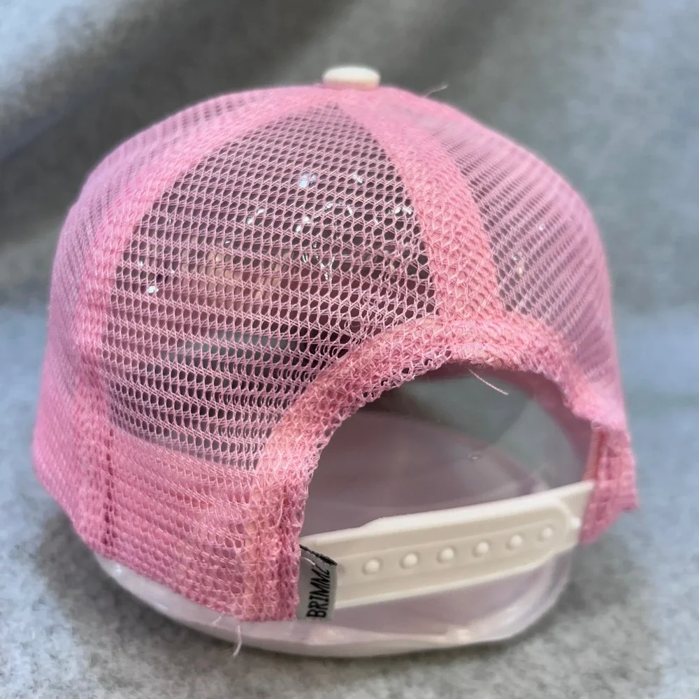 Rainbow Print Kids Pink Brimmz Trucker Hat Adjustable Snapback Size S